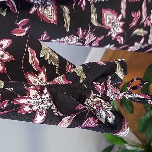 Roz & Ali Black Floral Tunic Pullover Button Down Hi Low Shirt Dress - Size L - Picture 5 of 12